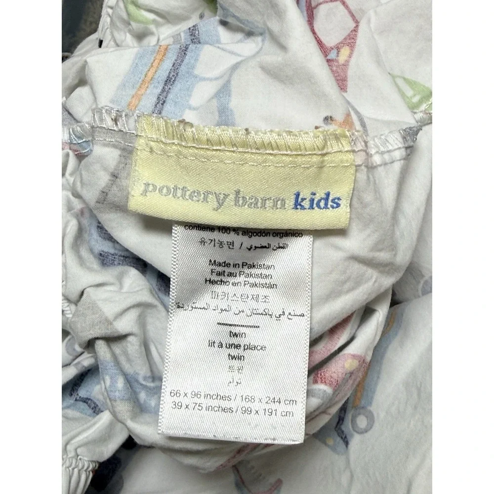 Pottery Barn Kids Organic Cotton Twin Fitted Sheet  Transportation Cars Trucks
